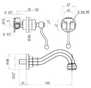 Встраиваемый смеситель для раковины Paini Duomo 88CR208 хром